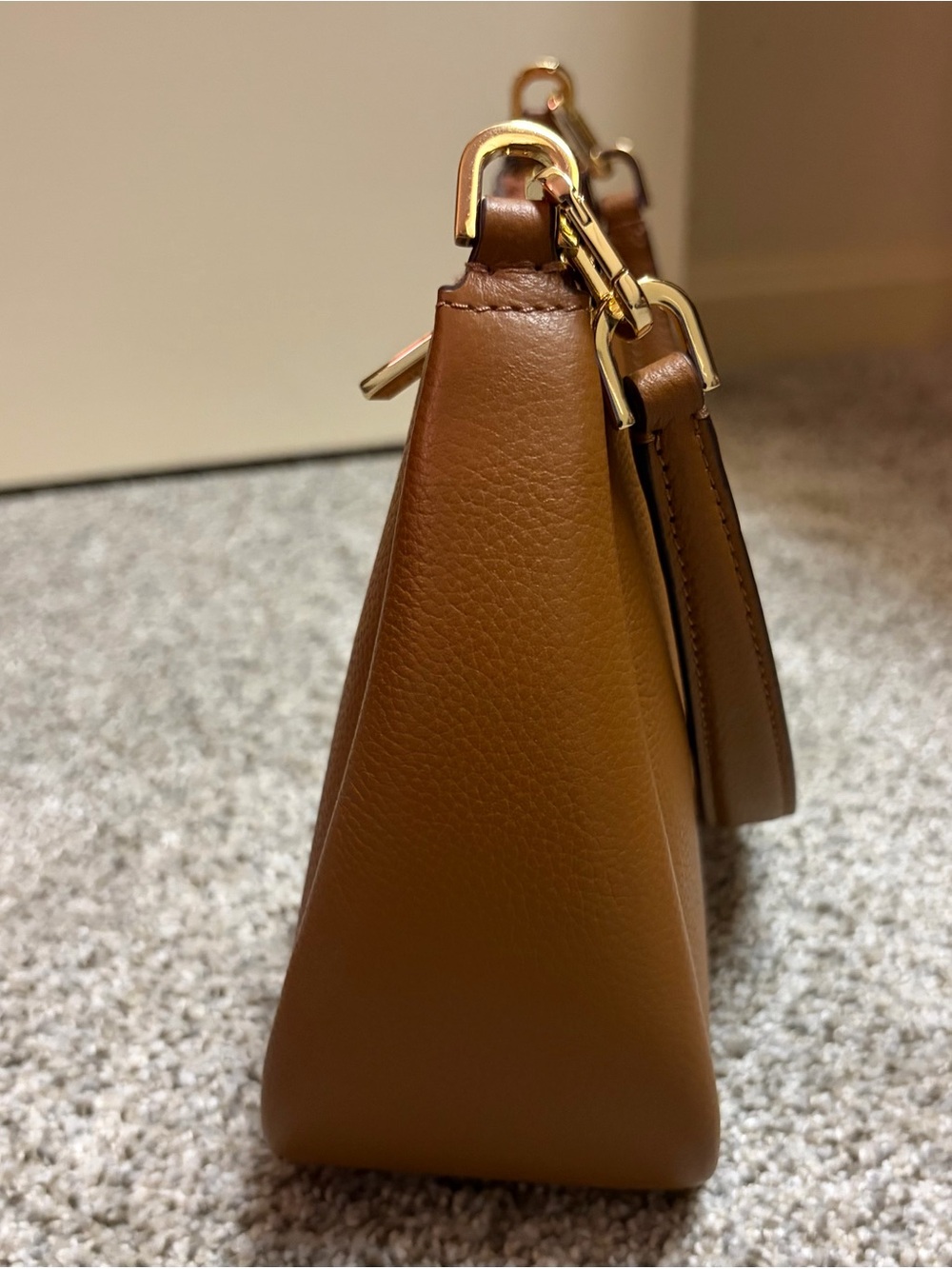 Kate Spade Cognac Pebbled Leather Shoulder Bag with Gold Hardware - Picture 6 of 12